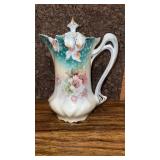 rs Prussia Floral Porcelain China Chocolate Pot,