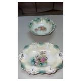 RS PRUSSIA Footed porcelain floral bowl 6.5 x