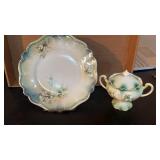 R S Prussia decorative floral green plate  8.5ï¿½