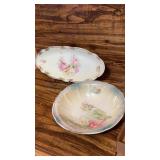 3 crown china oval painted decorative dish and