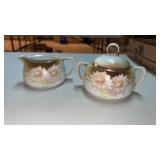 R S SILESIA PORCELAIN FLIRAL CRAMER AND SUGAR