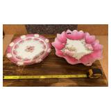 2 Floral Austrian Porcelain China Plates, Star &