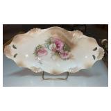 R S Germany oblong porcelain floral dish with