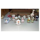 Miscellaneous mini porcelain pitchers , vases and