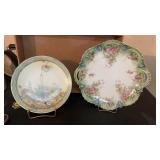 2 R S Prussia floral  decorative plates and