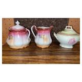 3 Covered Sugar Bowls & Creamer Porcelain China 1