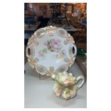 RS Prussia creamer with lid and floral decorative