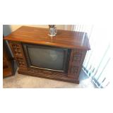 Vintage GE Television in Cabinet & Pewter Mug,