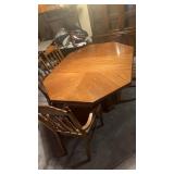 Wood 8 Sided Dining Room Table & 4 Chairs , No