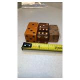 3 Pair Brown Dice, Small Set is Wood