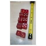 5 Pairs Red Translucent Dice