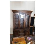 Wood Hutch, Glass Doors, Glass Shelves,  4 Bottom