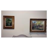 2 framed and matted oil paintings signed by