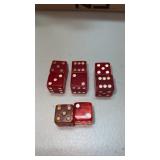 4 pairs of translucent Red dice