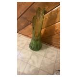 Vintage Green Swung Glass Ribbed Vase, Approx 18ï¿½