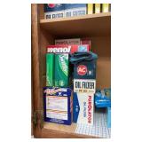 Misc lot including oil filters, lighter fluid,