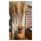 Wicker basket cattail decor