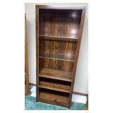 Wood BooknCase, Glass Shelves, Approx 76ï¿½  Tall,