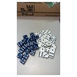 White and blue solid color dice