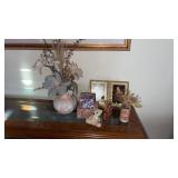 Group of decorative items , vase with faux