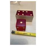 3 Large Red Translucent Dice, 1 Pair w/ Box