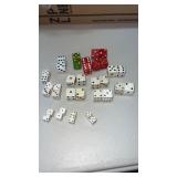 Miscellaneous sets of dice. Red , white and green