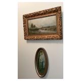 Vintage picture of a pond and bridge with ornate