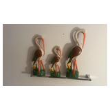 3 Wood Pelican Figures, Tallest is 18ï¿½
