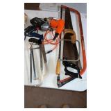 Corded drill,  and hand saws