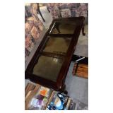 Coffee Table & 2 End Tables , Wood & Glass Tops,
