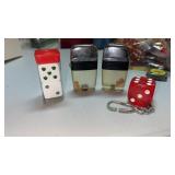 Dice keychain, 2 lighters and shamrock dice