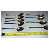 9 Sterling Silver Cocktail Spoons, Colored