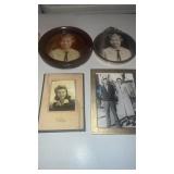 4 Vintage Framed Photos, 2 Oval Frames