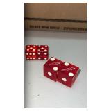 Casino red translucent dice and I set of regular