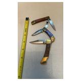 3 China Pocket Knives, 1 is 2 Blades