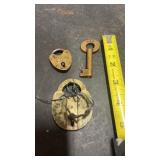 B & O Railroad Key, MW & Co Mini Padlock & B of E