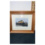 Wood Framed and matted train picture On Call  by