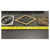 3 Wood Railroad Plaques Erie, Reading, Burlington