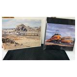2 Train pictures approximately  14 x 11ï¿½
