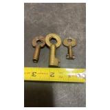 3 Vintage Railroad Keys, 1 is Burlington