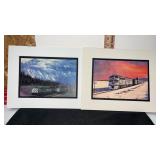 Art work print  Of Burlington Railroad  freight