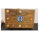Santa Fe Railroad Wood Box w/ Buttons Medals