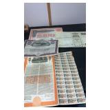 4 Vintage Railroad Stock Certificates, Reading,