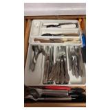 Drawer of kitchen silverware and more