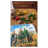 Large lot of small toy tractors including John