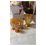 Jeannette depression glasses and pitcher