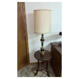 Table lamp and  wooden round side table
