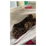 Misc lot including pinecones, hot glue gun and