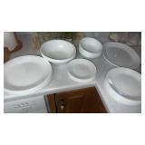 Large set of white Corelle 2 platters ,  11