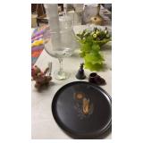 Lot of misc including large glass, plate, bell